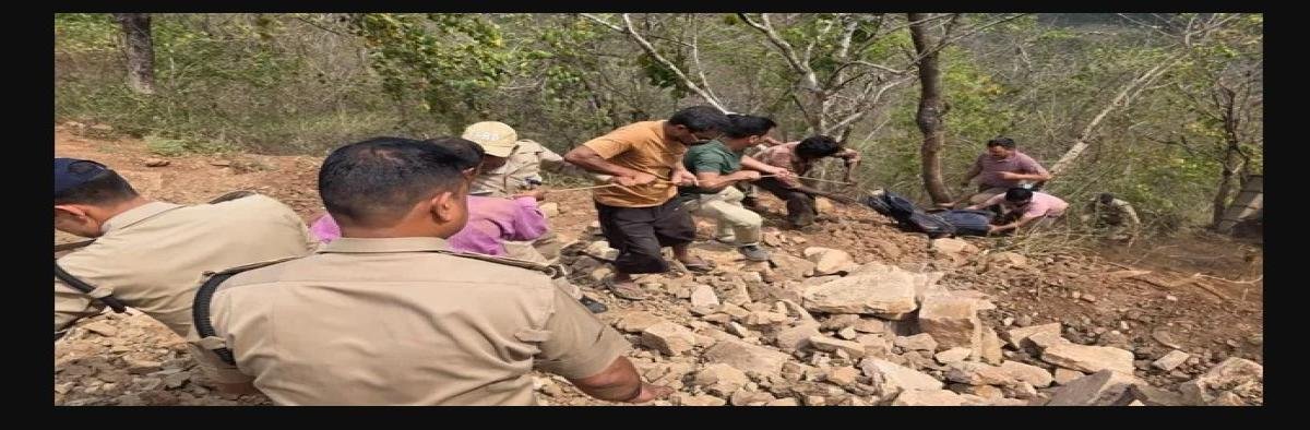 कीर्तिनगर में दर्दनाक हादसा: डामर से भरा ट्रक गहरी खाई में गिरा, चालक की मौके पर मौत